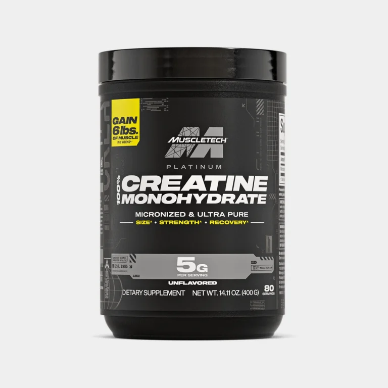 قوطی کراتین مونوهیدرات muscletech جلوی محصول